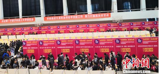 图为高校毕业生在生源地信用助学贷款毕业生专场招聘会现场寻觅职位。 崔琳 摄