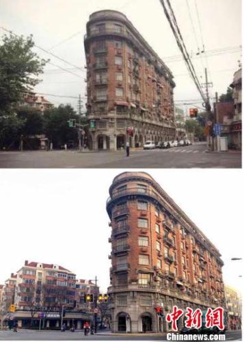 上海武康大楼拆“空中蜘蛛网”露新颜 郑莹莹 摄